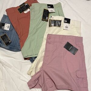 Bundle of 5 Lee Women's HighWaist Shorts, Denim/Sage/Cream/Rose/Soft Cinnamon